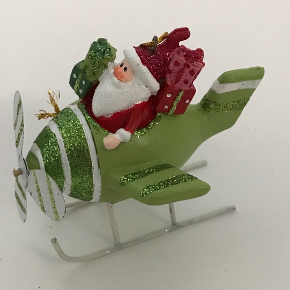 KURT ADLER Santa Ornament Whimsical Christmas Ornament Flying Plane NWT - Picture 6 of 15